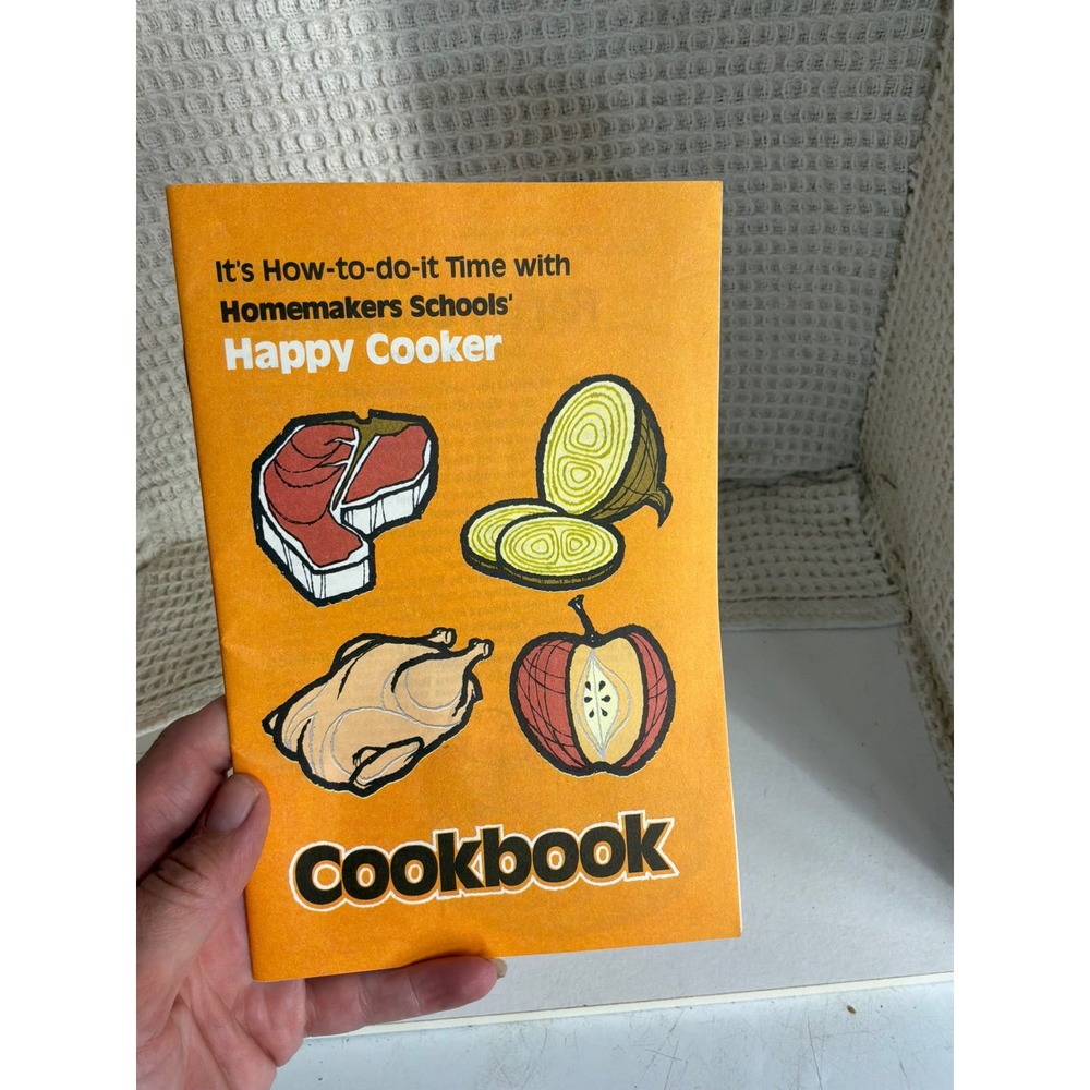 Vintage 1980 Homemakers Schools Happy Cooker Cookbook OS Orange
